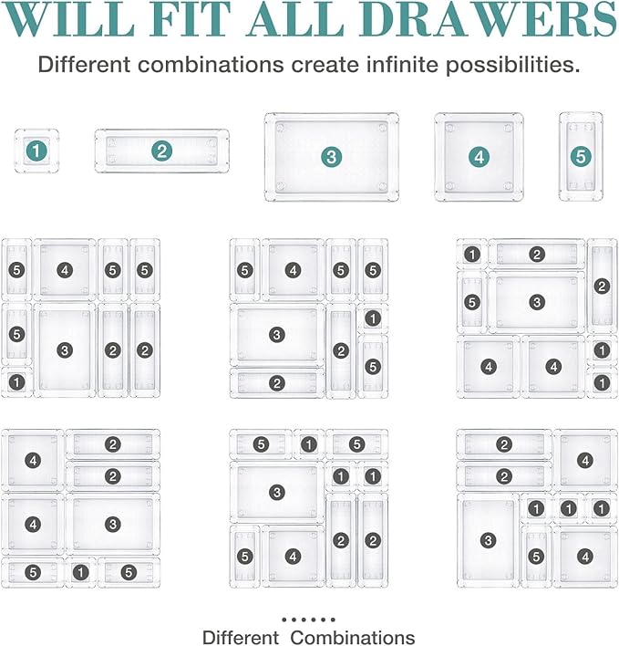 StorMiracle 10 PCS Drawer Organizer Set, 4 Varied Size Bathroom and kitchen - Image 4