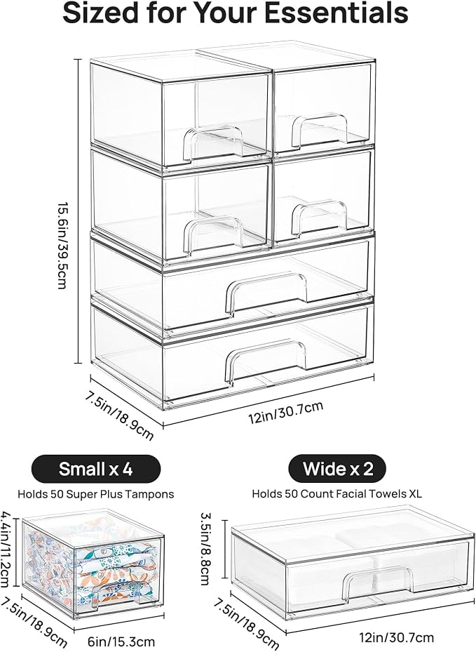 Vtopmart Stackable Storage Drawers Set of 6, Laundry Room Organization - Image 2