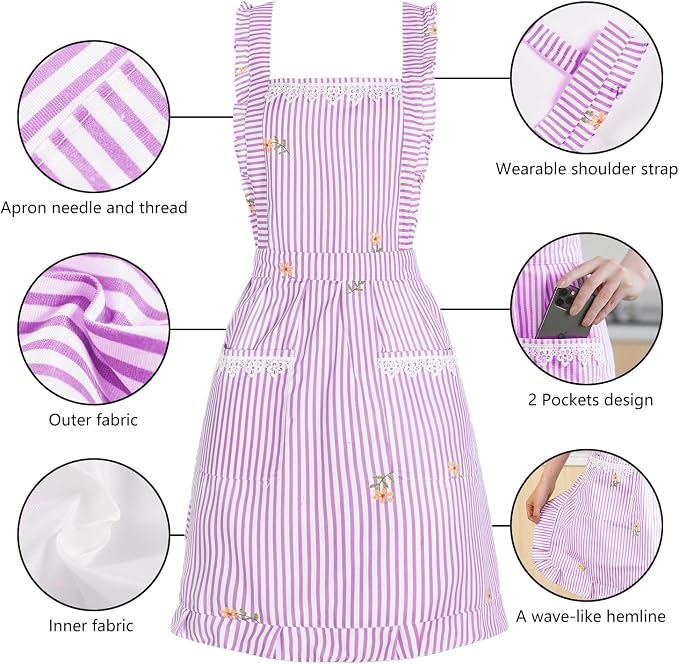 Funny Aprons for Women with Pockets, Kitchen Cooking Grilling Bbq Cute Chef - Image 6