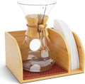 HEXNUB Bamboo Caddy for Pour Over Coffee Maker, Fits Chemex, Bodum, Cosori, Heatproof Mat, Filter Holder