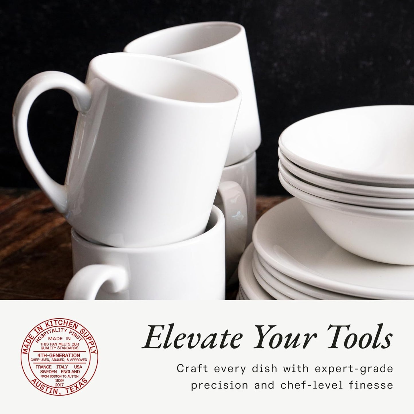 Made In Cookware - Set of 4 - Coffee Mug Set - 12 oz - White - Porcelain England - Dishwasher and Microwave Safe