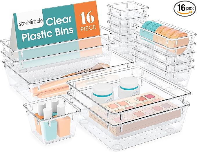 StorMiracle 16 PCS Drawer Organizer Set, 5 Varied Size Bathroom and kitchen by StorMiracle