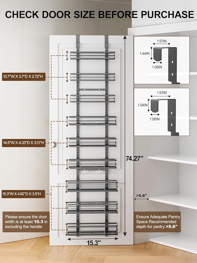 Delamu 9 Tier Over The Door Pantry Organizer, Pantry Organization and Storage - Image 2