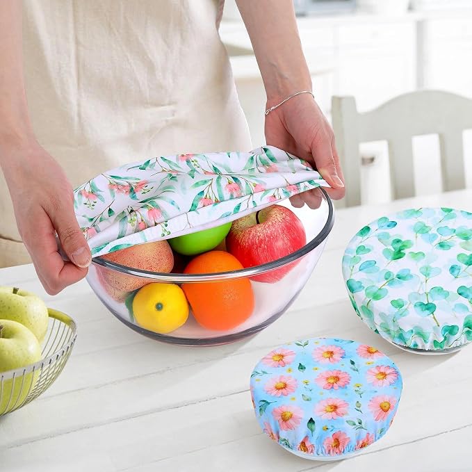 5 Pieces Bowl Covers Reusable, 5 Size Elastic Cloth Bowl Covers - Image 5