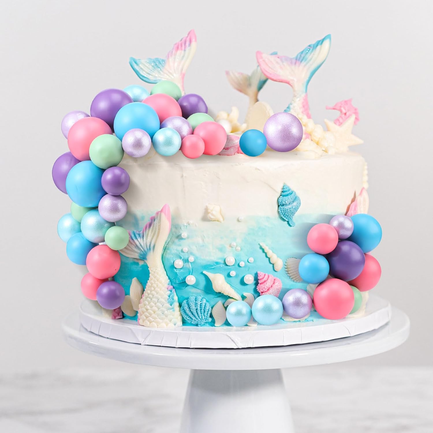 108 Pcs Balls Cake Topper DIY Cupcake Insert Foam Balloons for Cake Baking Wedding Anniversary Birthday Decoration(Bright Colors,Multi Sizes)