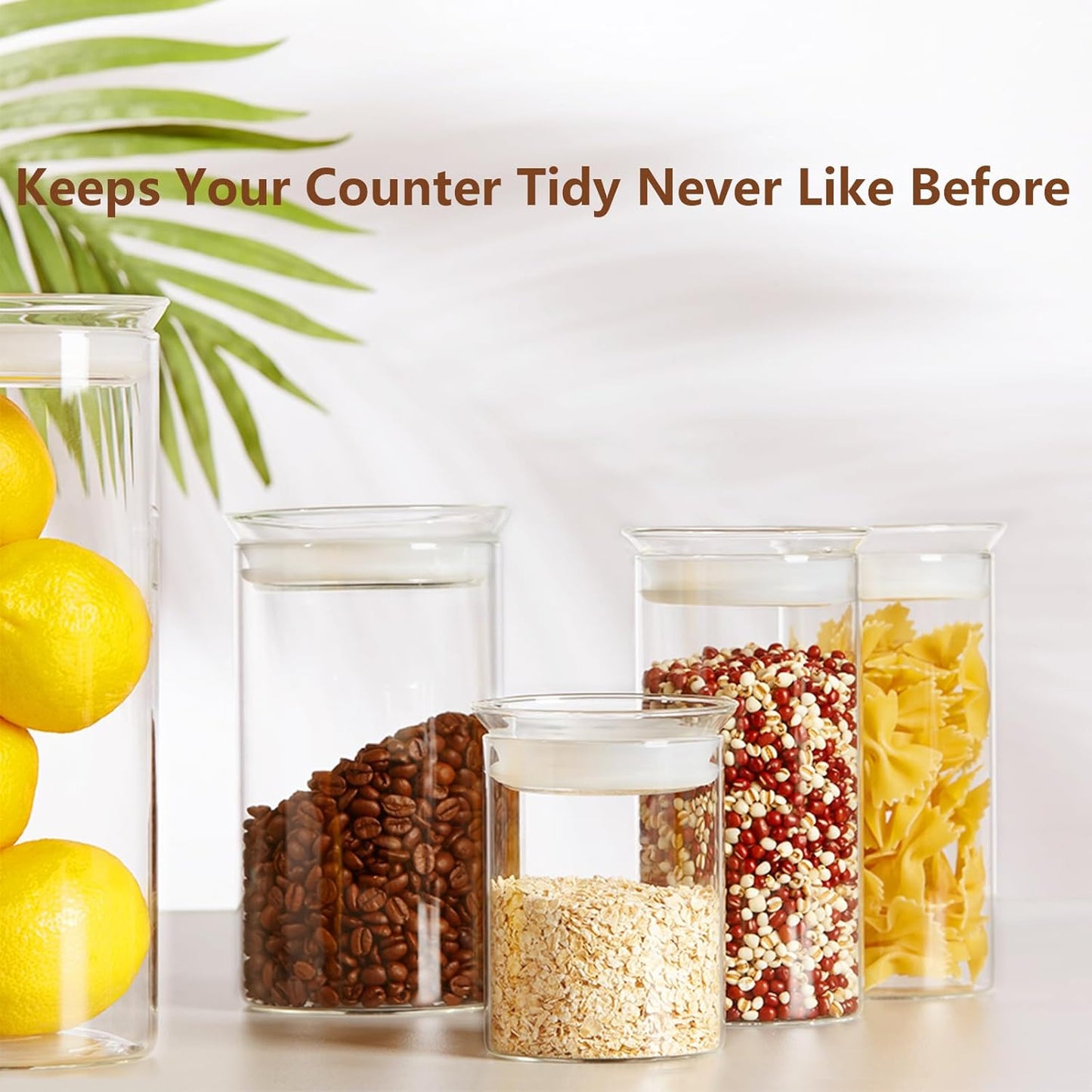 ZENS 15oz Glass Food Storage Jars Set of 3, Clear Glass Canisters with Airtight Lids, Small Container Spice Jars for Kitchen Herbs, Sugar, Blooming Tea, Candy