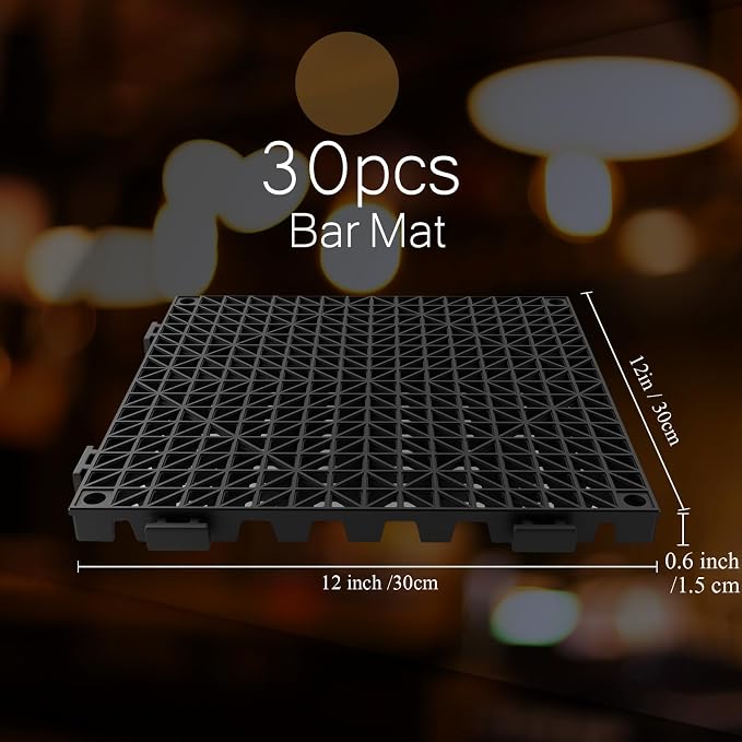 Tioncy 30 Pcs Bar Countertop Supplies Interlocking Mats 12 x 12 Inch Rubber - Image 2