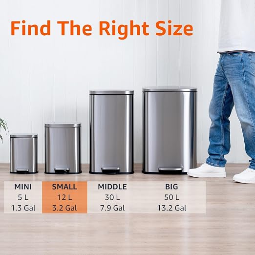 Amazon Basics Smudge Resistant Small Rectangular Step Pedal Trash Can - Image 4
