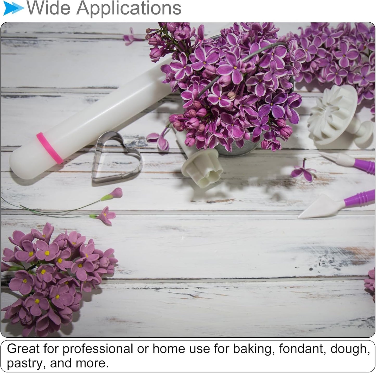 Fondant Rolling Pin, 18" Length, PP Plastic Non-Stick Guide Rings Fondant Roller Dough Roller - (Applications: for Baking Fondant DIY), 2-Pieces