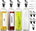 GMISUN Olive Oil Dispenser for Kitchen 4 Pack, Glass Oil Dispenser Bottle 17 fl oz, Cooking Soy Sauce Bottle Container Cruet with Plastic Pourer Spout, Funnel and Labels, Clear