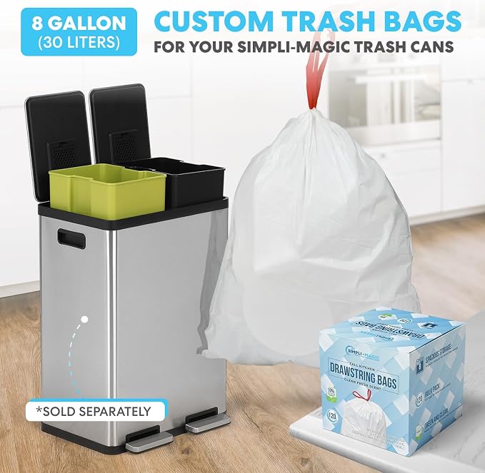 Simpli-Magic 18.5 Gallon Dual Compartment Step Trash Can – Kitchen Garbage Can - Image 10