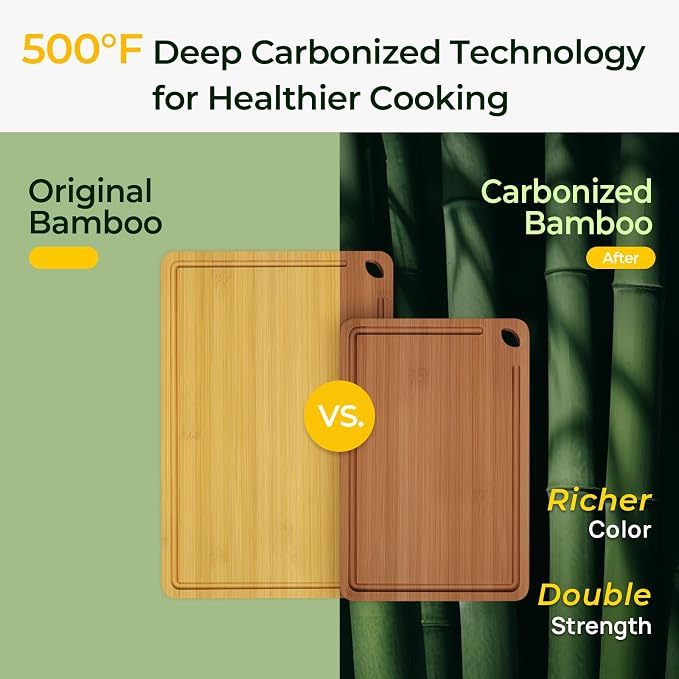 Keechee Butcher Block 2-Pcs Carbonized Bamboo Cutting Board Set - Image 2
