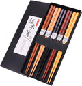 GLAMFIELDS Reusable Chopsticks Japanese Natural Wooden 5 Pairs Classic Style by GLAMFIELDS