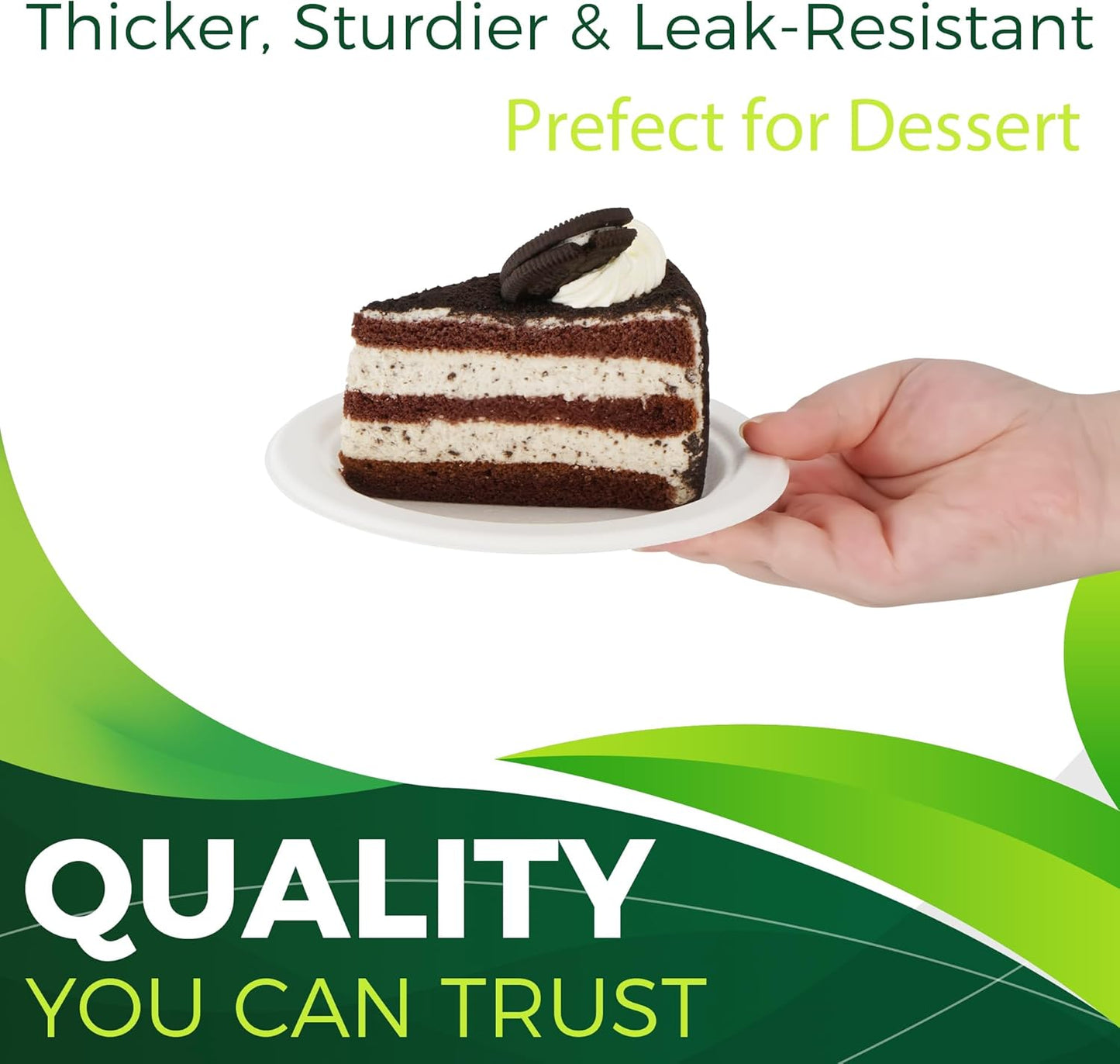 150pcs 100% Small Dessert Plates, 6 inch Compostable Appetizer Plates Made of Sugarcane Fiber