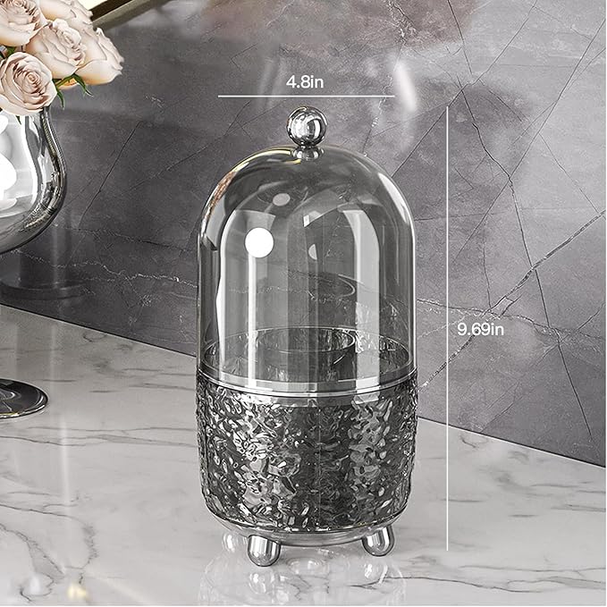 Makeup Brush Holder with Lid, 360° Rotating Cosmetic Tools Organizer with Cover - Image 7