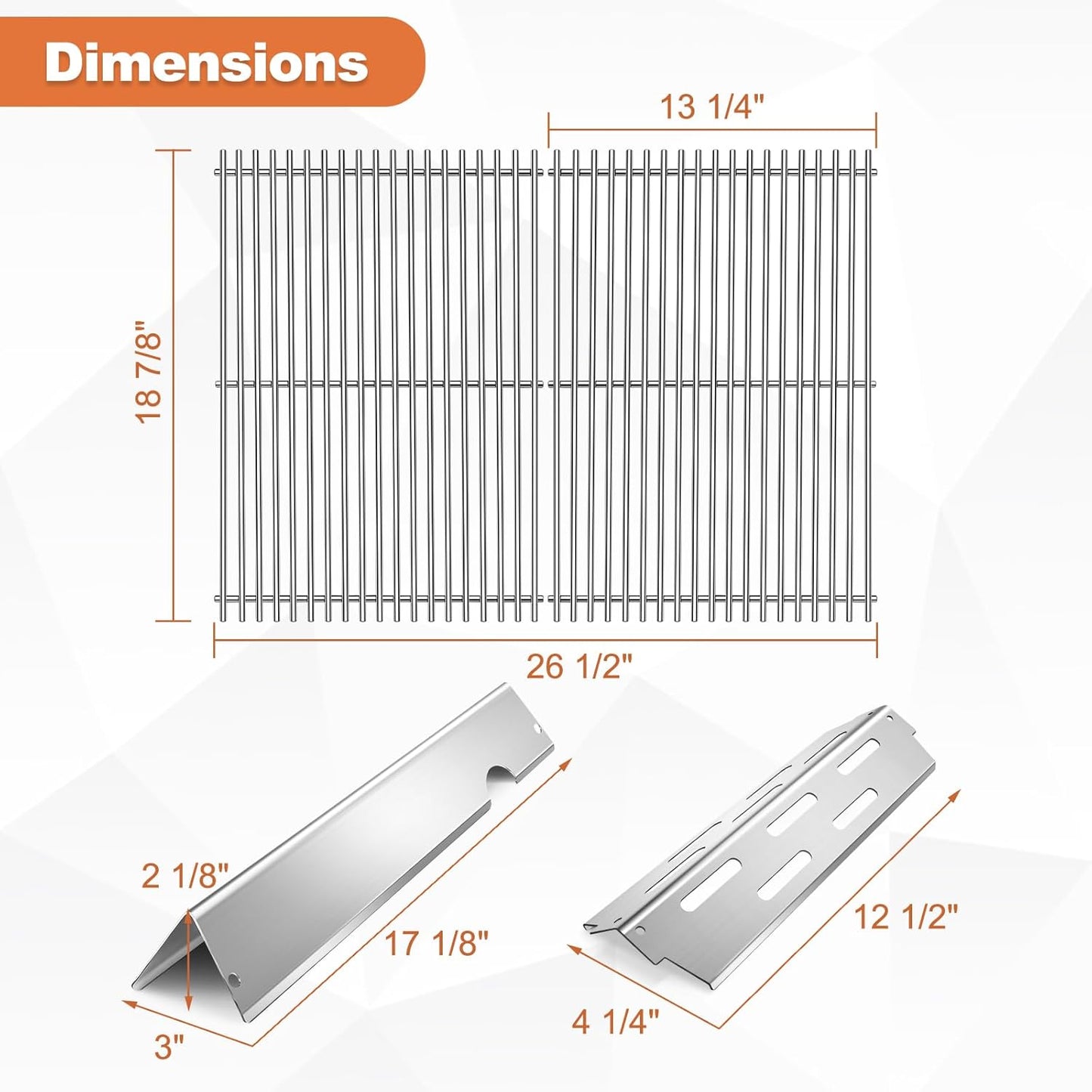 Stainless Steel 66095 Grill Grates 66032 Flavorizer Bars for Weber Genesis 2 Grill Parts 66795 Heat Deflector for Weber Genesis ii E-310 E-315 E-335 S-335 300 Series GS4 Replacement Parts