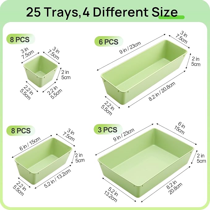 Vtopmart 25 PCS Plastic Drawer Organizers Set, 4-Size Versatile Bathroom and - Image 2