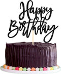 ZHUOWEISM 1 PCS Happy Birthday Cake Topper Glitter Happy Birthday Cake Pick for Celebrating Happy Birthday Anniversary Theme Party Cake Decorations Supplies Black