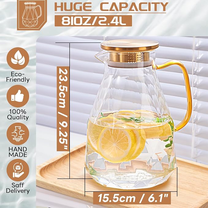 Yirilan Glass Pitcher, 2.4Liter Water Pitcher - Image 2