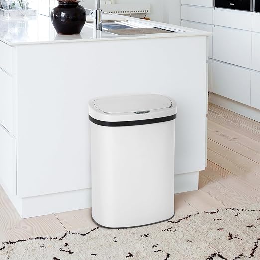 PayLessHere | 13 Gallon Stainless Steel Trash Can | White | Automatic Touchless - Image 2