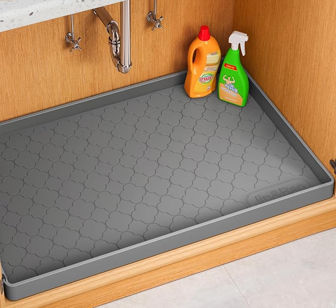 Jin&Bao Waterproof Under Sink Mat 28" x 22", Thick Silicone Mat Cabinet by Jin%26Bao