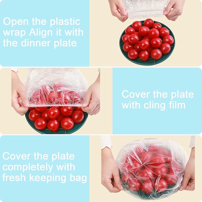 500pcs Plastic Bowl Covers Food Cover, Food Fresh Keeping Bags Elastic Reusable - Image 4
