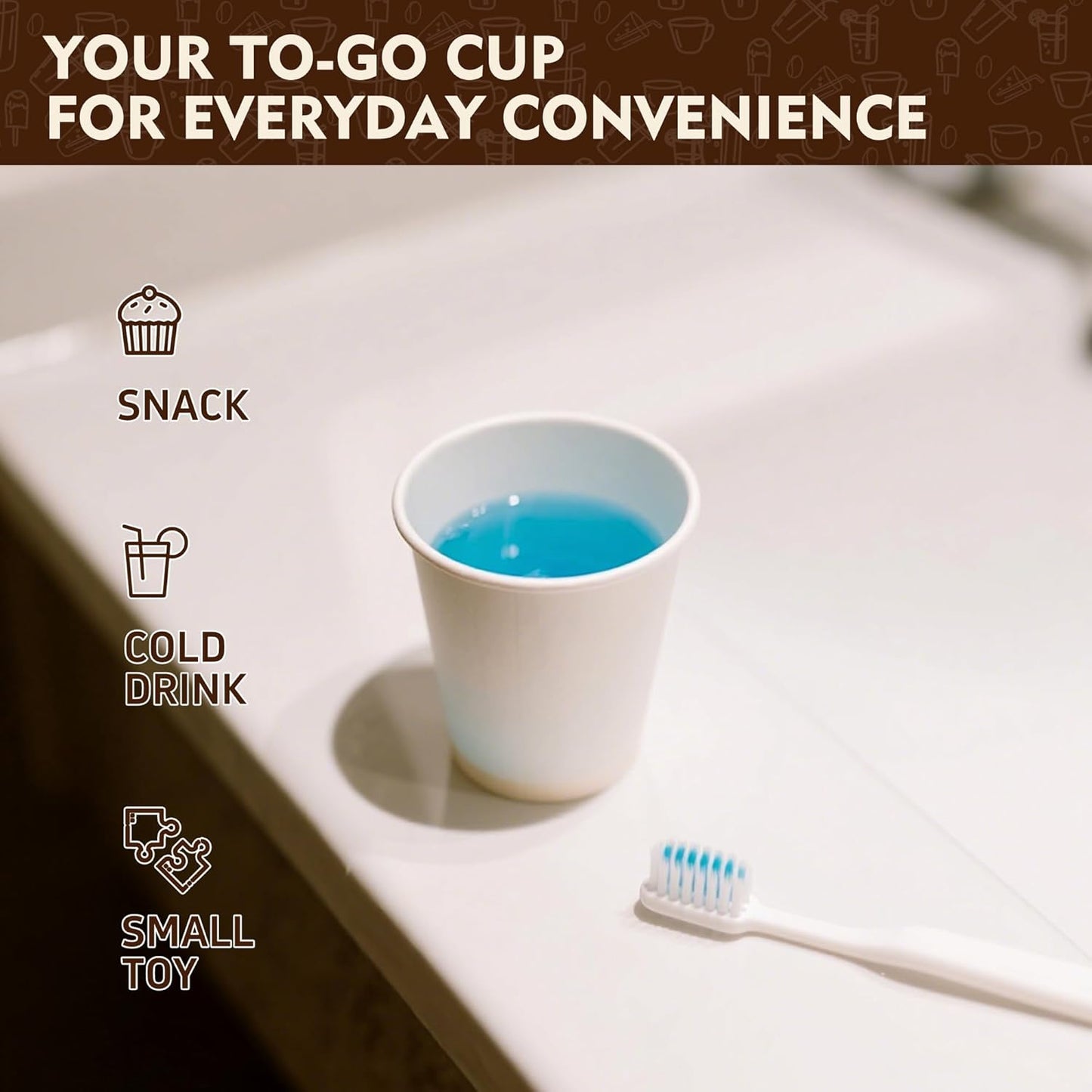 YEEHAW 3 oz 300 Pack Disposable Paper Coffee Bathroom Cups, Small White Mouthwash Cup for Bathroom