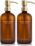 Vine Creations Amber Glass Soap Dispenser Set, Dish Soap and Hand Soap by VineCreations