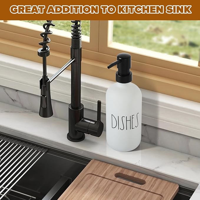 VIMERPA Dish Soap Dispenser, Matte White Soap Dispenser - Image 4