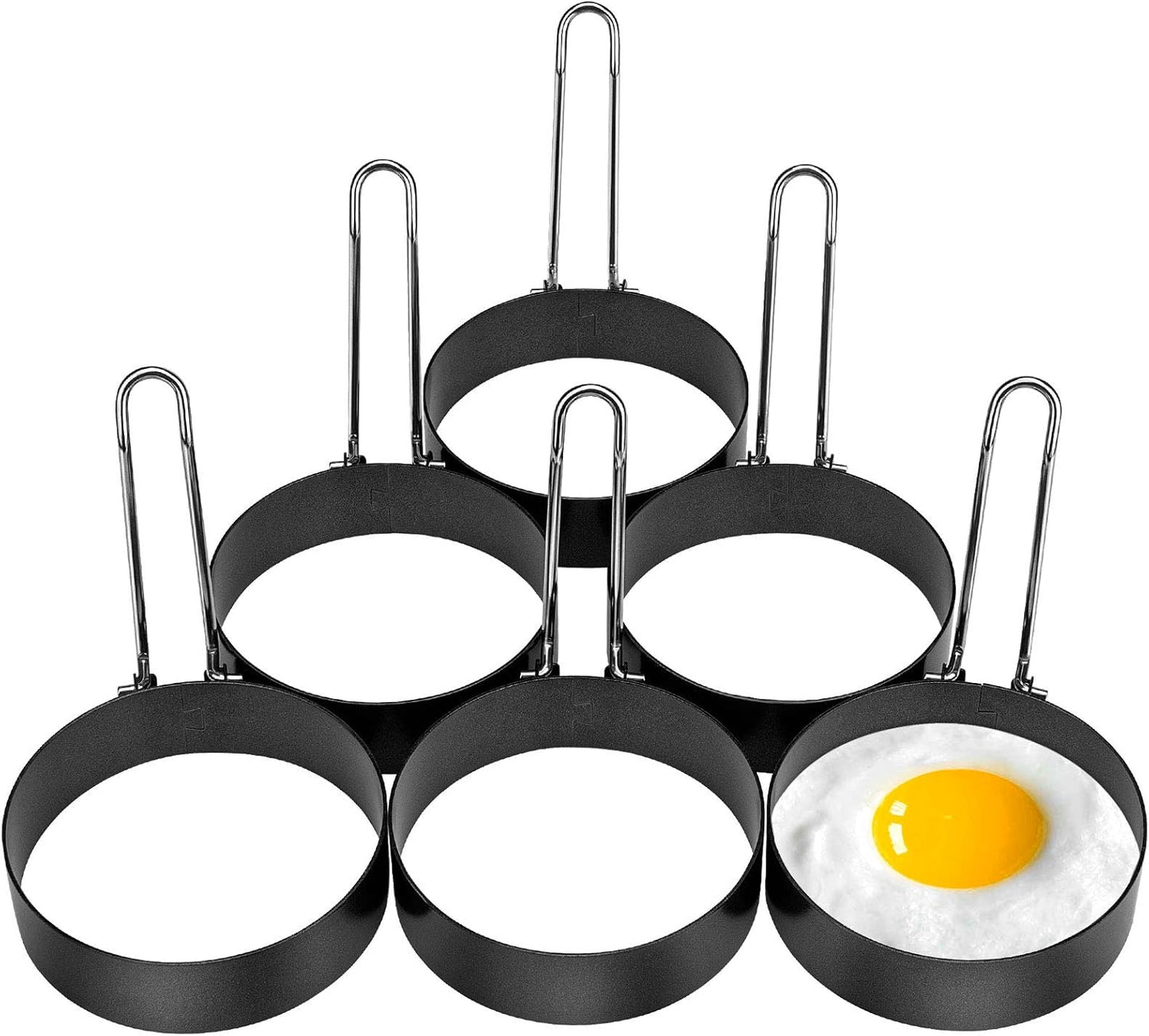 6 Pack Egg Ring, Stainless Steel Round Egg Cooking Rings Non-Stick Frying Egg Maker Molds