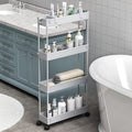 SPACELEAD Slim Storage Cart 4 Tier, Bathroom Organizer Rolling Utility by Home