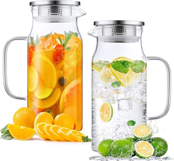 Bivvclaz 2 Pack 1.2 Liter 40 oz Small Glass Pitcher by Bivvclaz