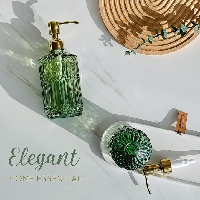 JASAI 18Oz Green Glass Soap Dispenser - Image 5