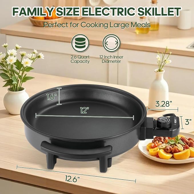 12" Round Electric Skillet - Image 3