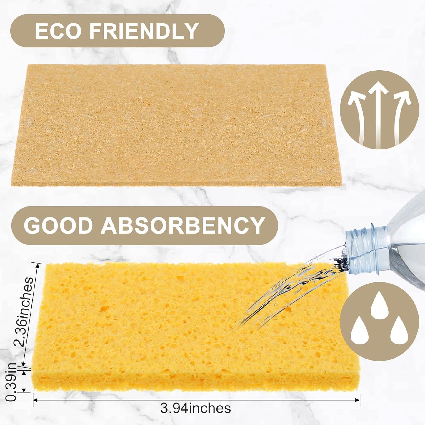 Zhengmy 100 Pieces Kitchen Sponge Bulk Natural Sponges for Dishes Compressed Wood Pulp Sponges Cleaning Sponge Without Scratching for Kitchen Bathroom, 3.9 x 2.4 x 0.12 Inch (Yellow)