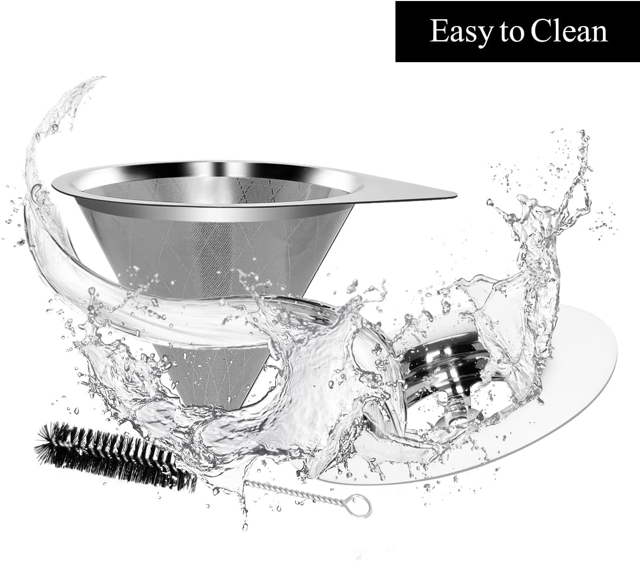 LHS Pour Over Coffee Dripper Reusable Coffee Filter Paperless Coffee Filter Stainless Steel Pour Over Coffee Maker Cone Coffee Dripper for 1-2 Cup,Argyle Pattern