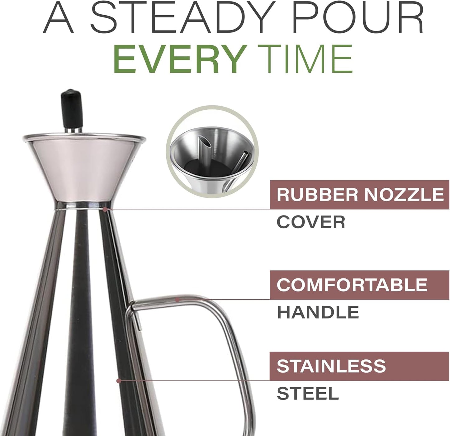 Olive Oil Dispenser Bottle Gold Stainless Steel Non Drip Leak Proof No Mess Vinegar Pourer & Kitchen Drizzler 17 oz 500ML 0.5 Litre Great for Pouring & Drizzling Easy to Clean & Leakproof