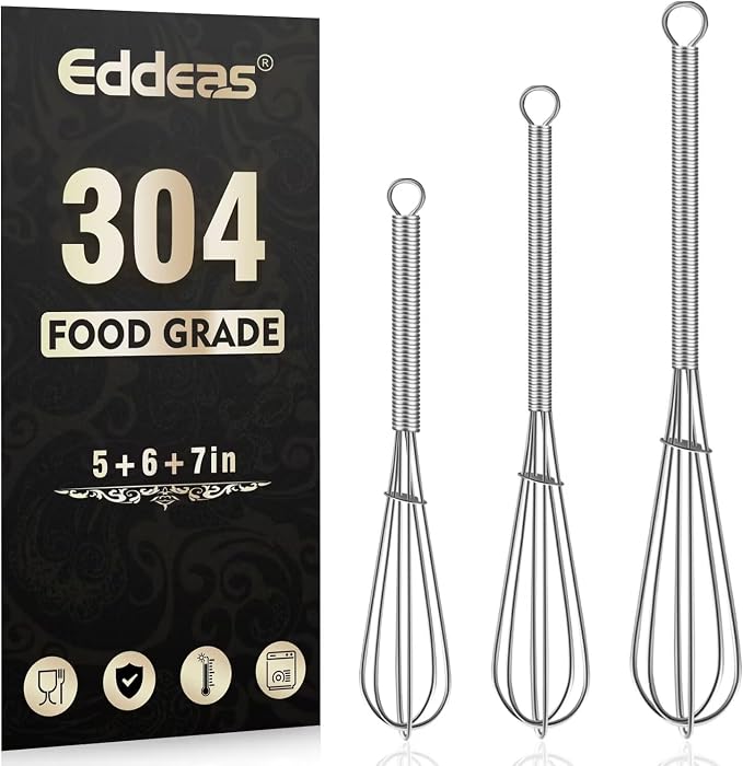 Eddeas Small Whisk Stainless Steel, Mini wire whisk 3 Pieces, 6in & 7in Tiny by Eddeas