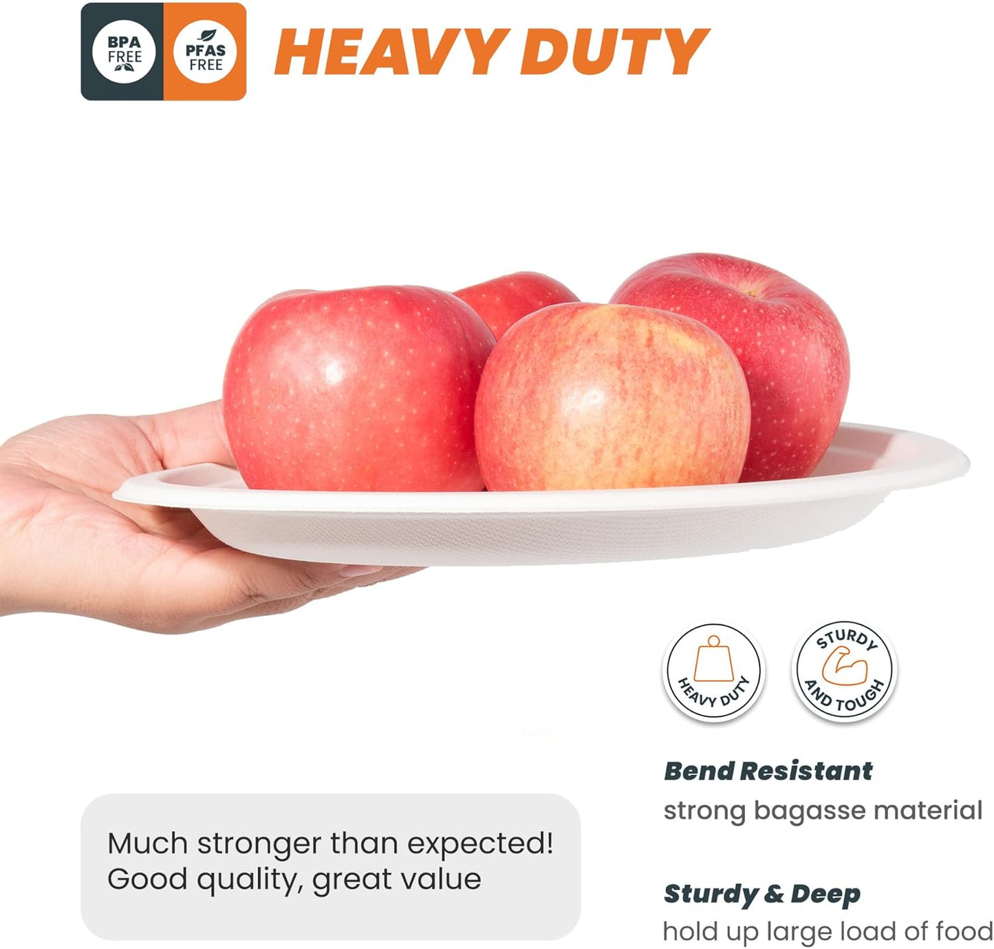 100% Compostable Paper Plates - 10 Inch, Bulk 300 Count - Disposable, Heavy Duty, Biodegradable Plates Made of Bagasse - Eco-Friendly, Large Size (White)