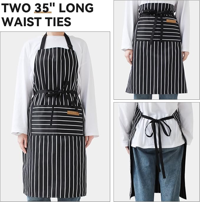 NLUS 2 Pack Kitchen Cooking Aprons, Adjustable Bib Soft Chef Apron - Image 5