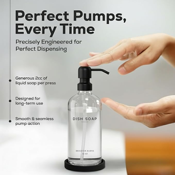 Glass Dish Soap Dispenser for Kitchen Sink by Brighter Barns - Image 4