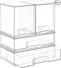 Vtopmart Clear Stackable Storage Drawers Set of 4, Plastic Organizer Bins by Vtopmart