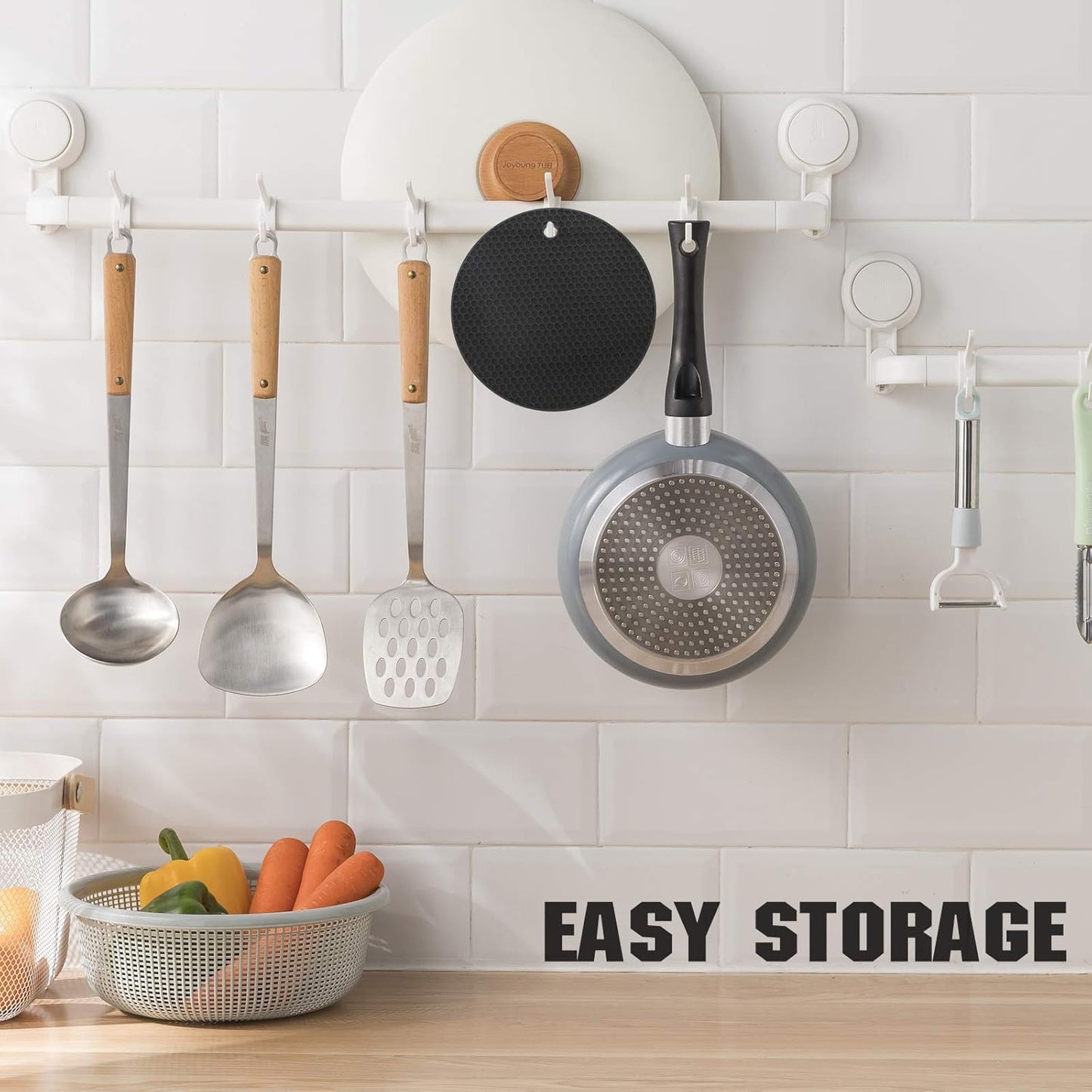 Joyhalo Trivets for Hot Dishes - Hot Pads for Kitchen, Silicone Pot Holders for Hot Pots and Pans, Silicone Mats for Kitchen Countertops, Table, Flexible Easy to Wash and Dry, Black