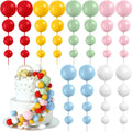 48 Pcs Balls Cake Topper Decorations Balloon Cupcake Toppers Foam Cake Topper Balls Cake Balls Decorations for Birthday Party Wedding Cake Decorating(Red,Yellow,Green,Pink,Blue,White)