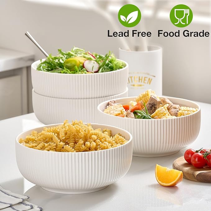 Mfacoy 2 Pack Salad Bowl, 8 inch 60 oz Large Serving Bowl Set, Deep Bowl - Image 5