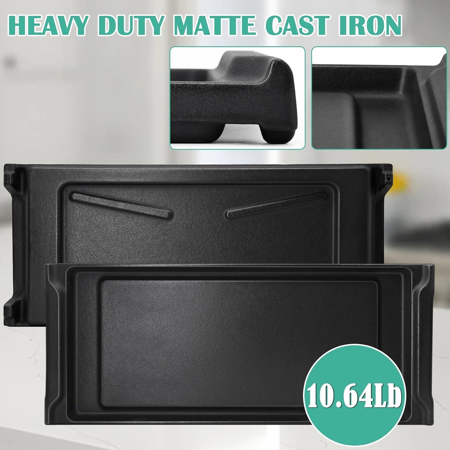 Hiorucet WB31K10220 Cast Iron Griddle Replacement for GE Gas Stove Top and Gas Range, General Electric C2S980SEM1SS, C2S980SEM2SS, C2S985SET9SS Griddle Plate, 20 Inch Range Center Flat Cooktop for GE.