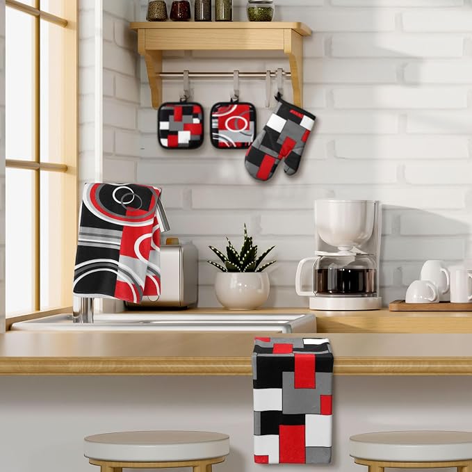 Jingmore 6 Pcs Kitchen Decor Set Accessorie Farmhouse Kitchen Towels Pot - Image 2
