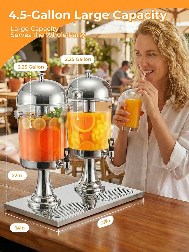Beverage Dispenser for Parties 4.5 Gallon, Stainless Steel Drink Dispenser - Image 4
