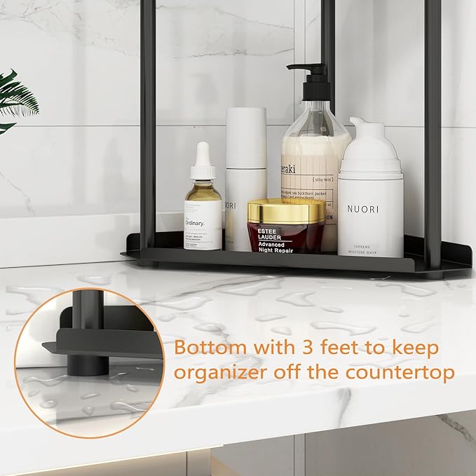 Jesginboo 2 Tier Bathroom Counter Organizer, Vanity Organizer Corner Shelf - Image 6