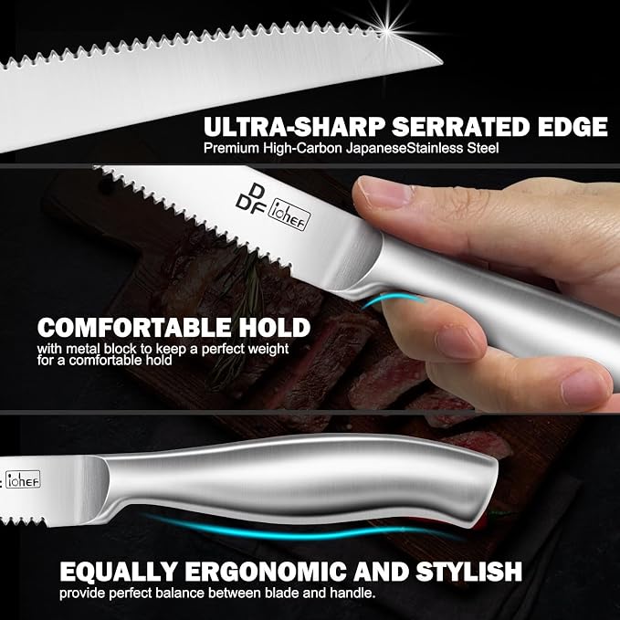 DDF iohEF Steak Knife Set, 6 Piece Steak Knife, High Carbon Japanese Stainless - Image 2